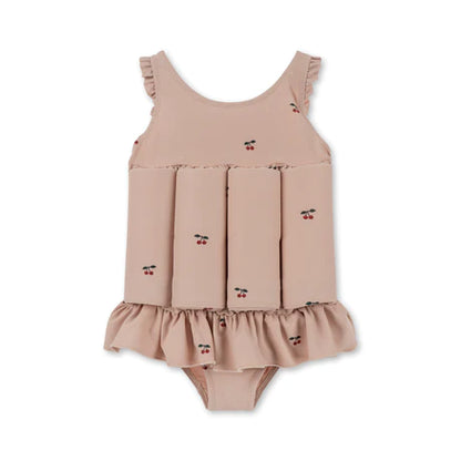Konges Slojd - Baby Badanzug mit Schwimmhilfen Kirschen rosa - AURYN Shop