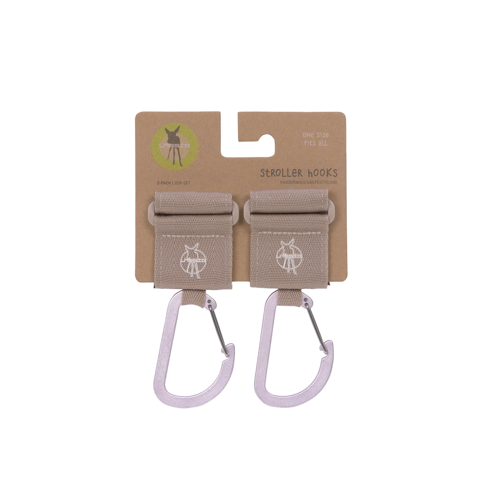 Lässig - Kinderwagenhaken Karabiner beige/ flieder