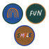Mit dem niedlichen 3er Patch Set Smile Fun werden Kinderrucksäcke und Taschen mit Schlaufen zu ganz besonderen Begleitern Die Patches können kinderleicht befestigt und auch wieder abgenommen werden. Pimp your bag!