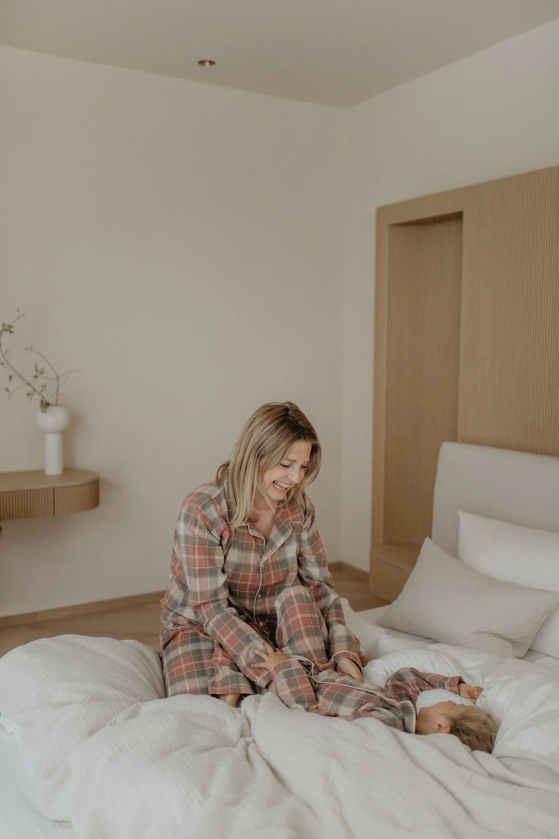 Leevje - Damen Flanell Schlananzug karo MINI & ME