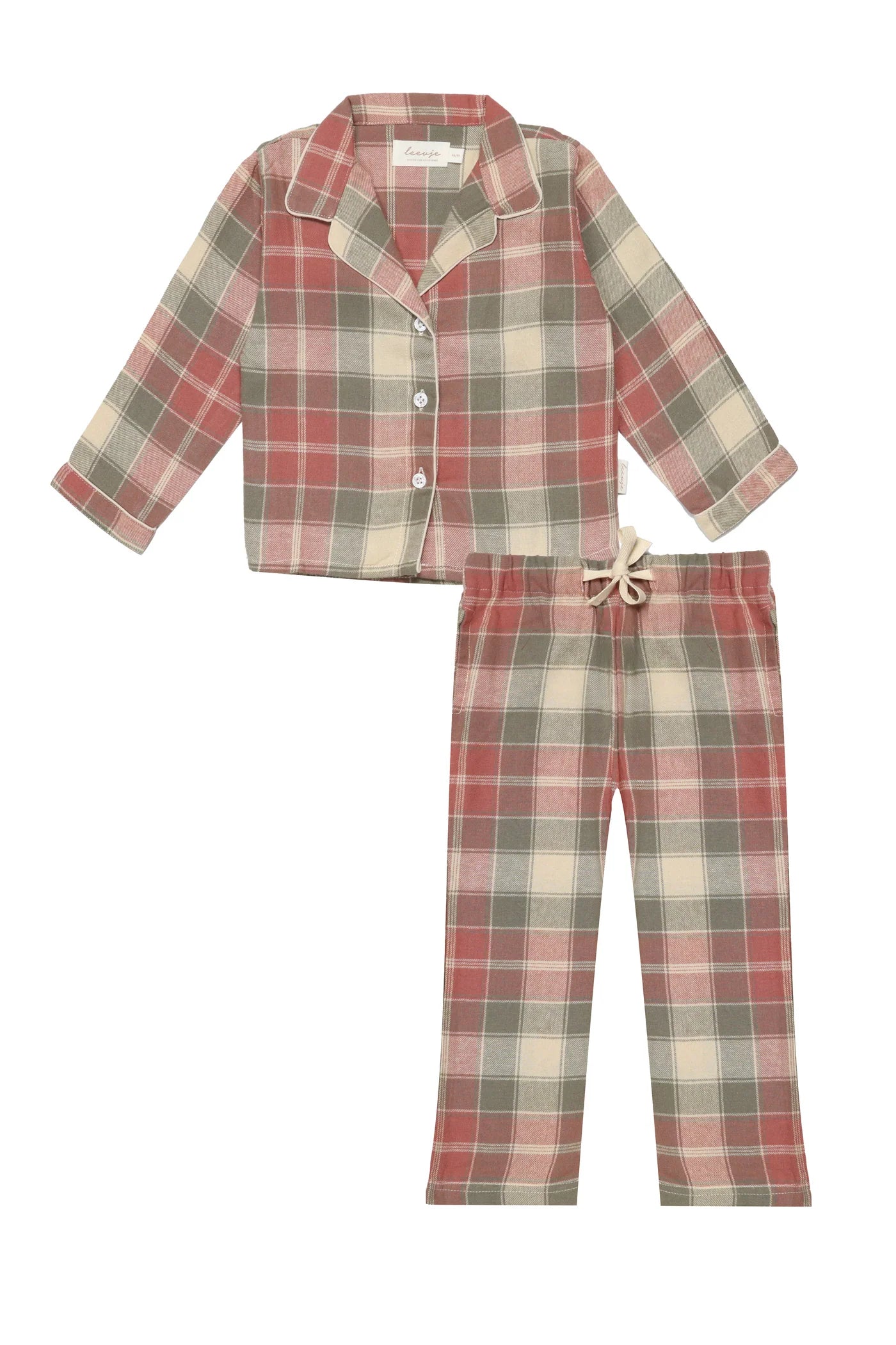Leevje - Damen Flanell Schlananzug karo MINI & ME