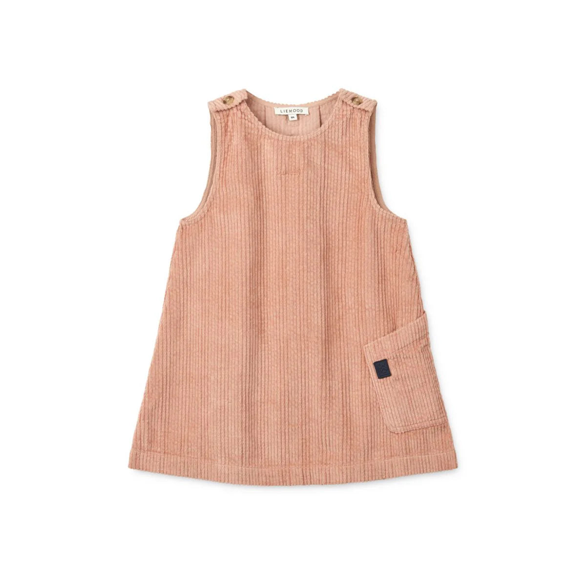 Weiches Kordkleid Knöpfen an beiden Schultern für einfaches Öffnen für Mädchen von Liewood.