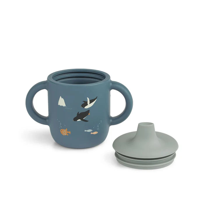 Liewood - Neil Silikon Kindertasse Meerestiere blau