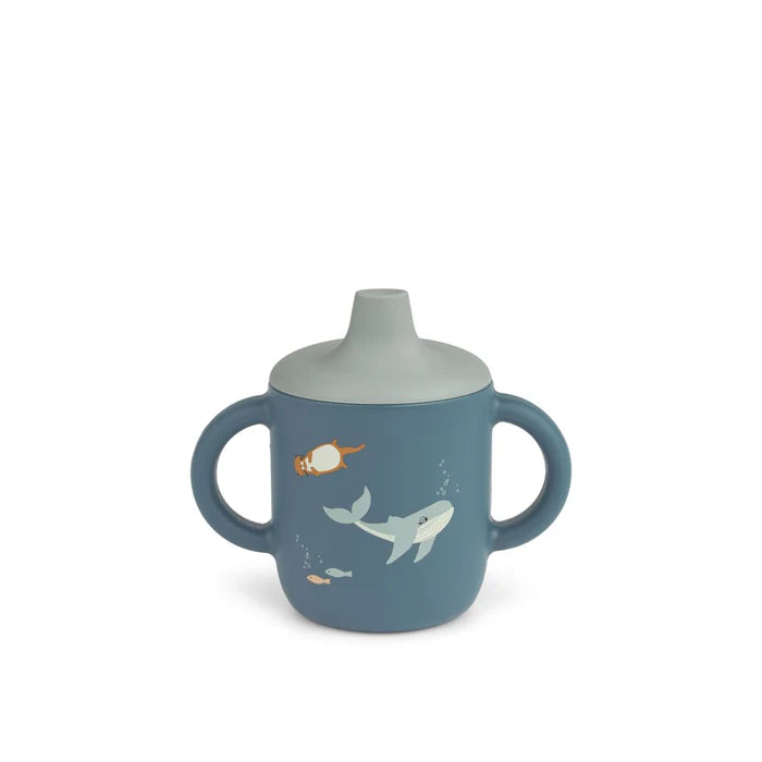 Liewood - Neil Silikon Kindertasse Meerestiere blau