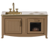 Das Herzstück eines jeden Hauses ist die Küche. Diese Metallküche hat einen schönen Farbton und viele verspielte Details wie Schranktürn, Spüle und einen Ofen mit einem frisch gebackenen Kuchen.