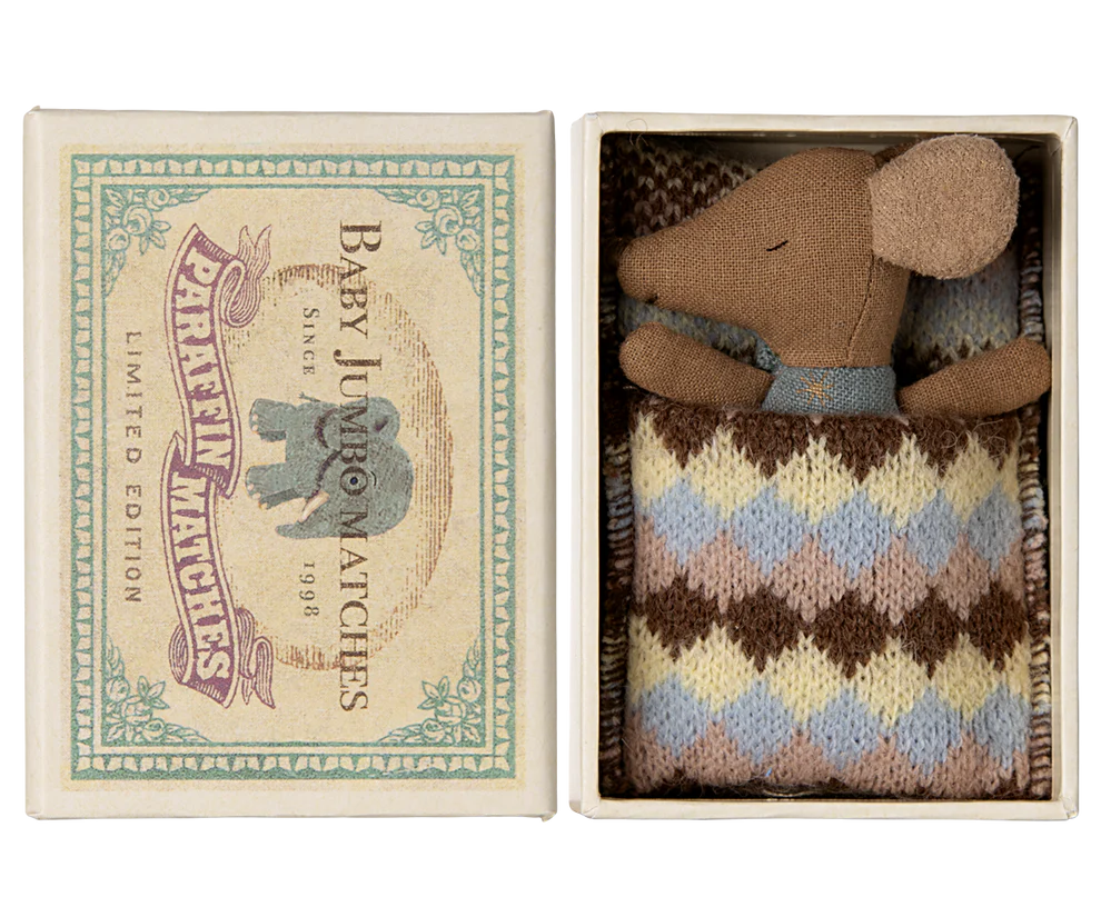 Maileg - Schlafende Maus im Box blau