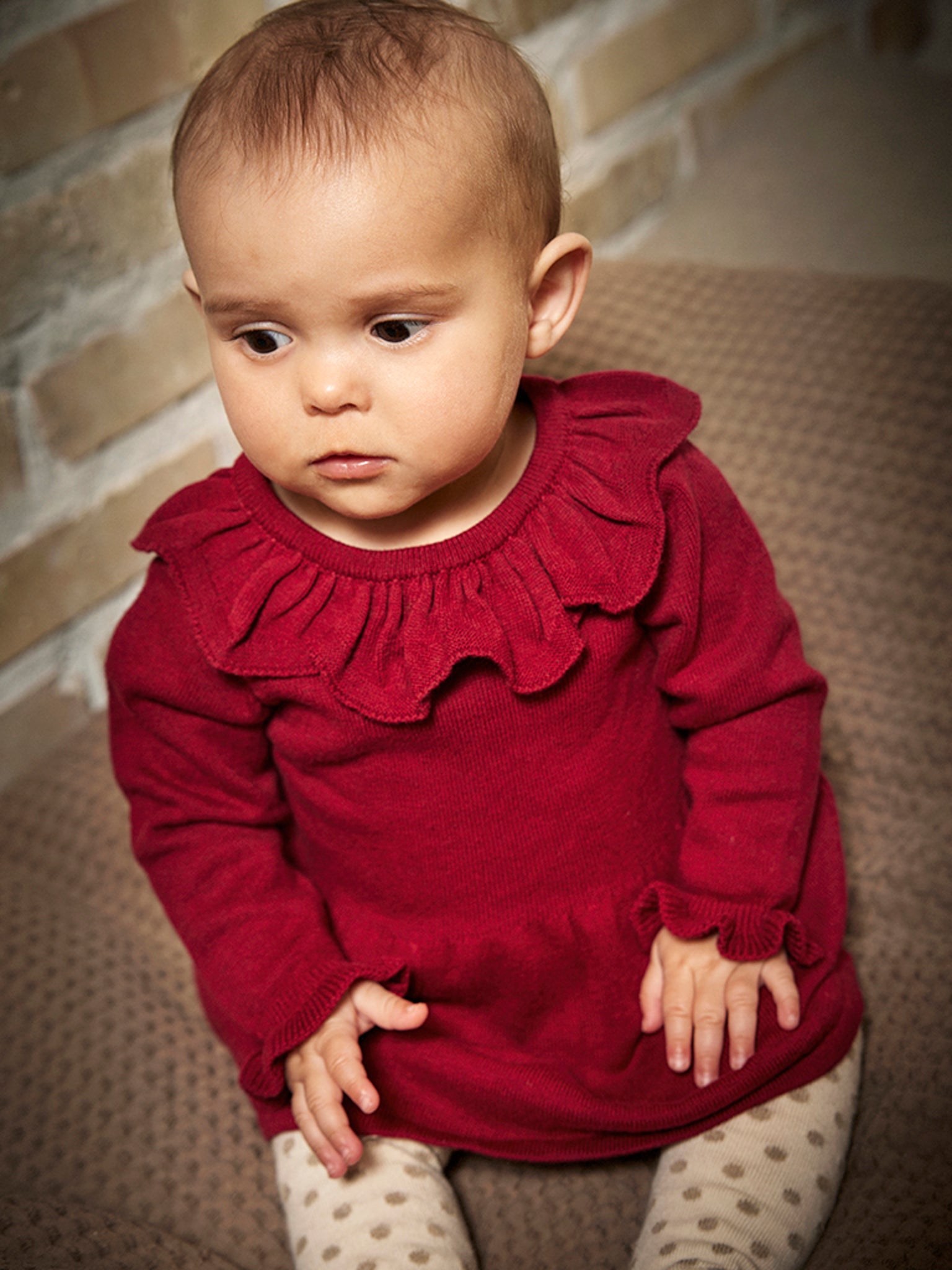 Minymo - Baby Kleid rot Baumwolle/ Wolle