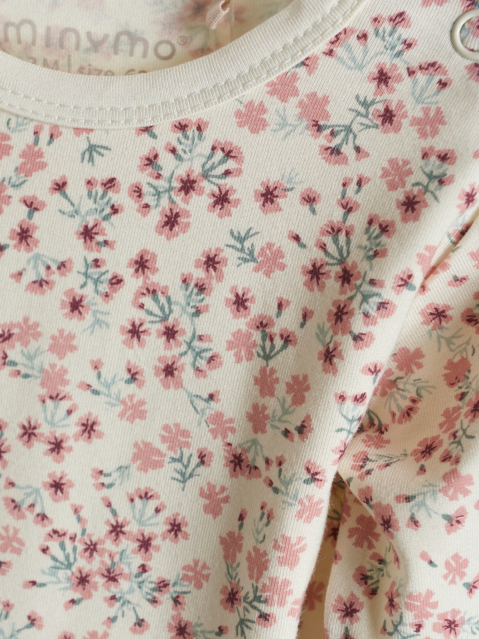 Minymo - Babybody langarm Blümchen rosa