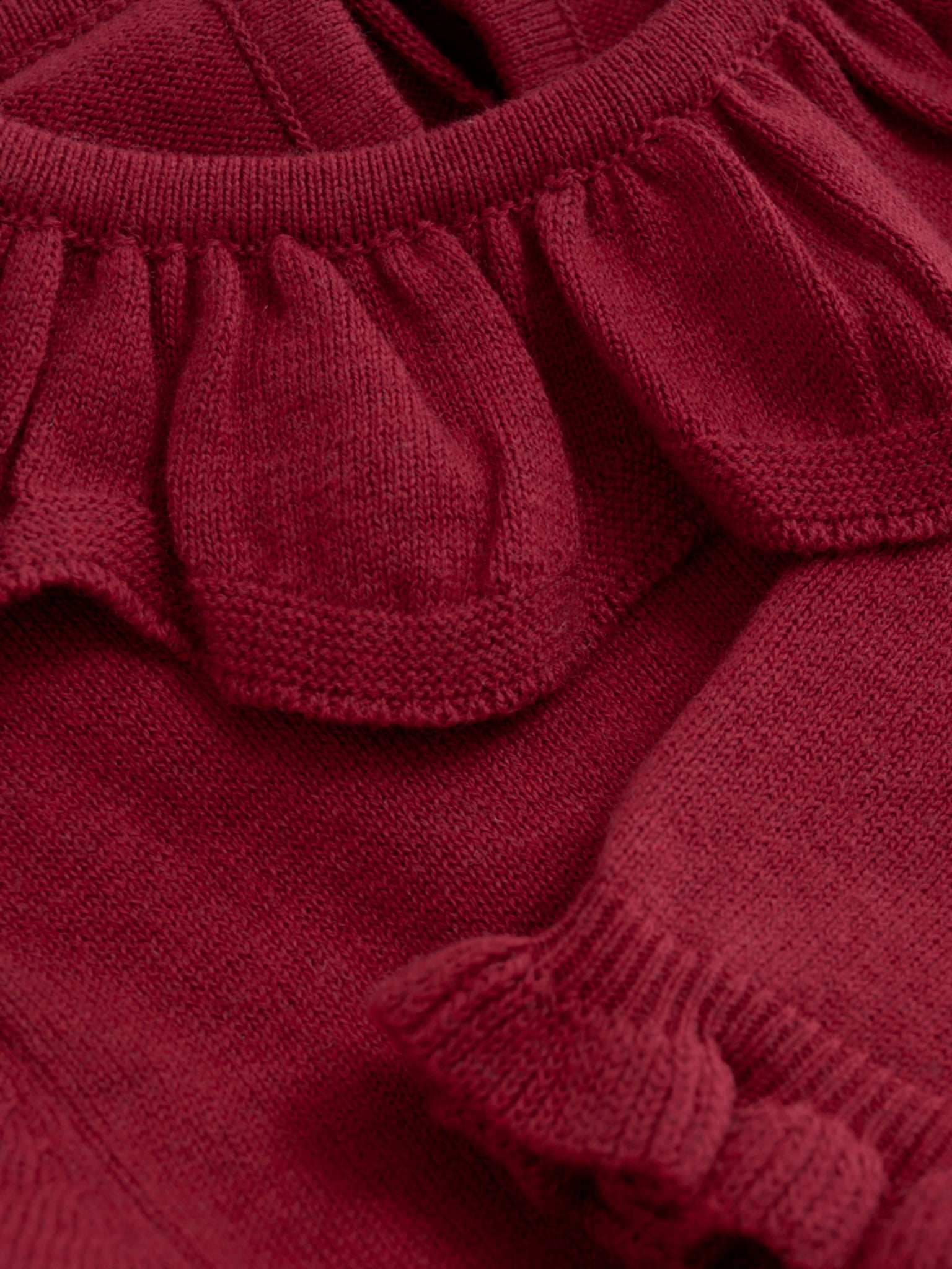 Minymo - Kinder gestricktes Kleid rot Baumwolle/ Wolle