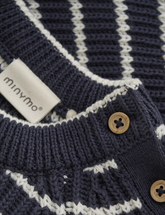 Minymo - Baby Pullover gestreift dunkelblau