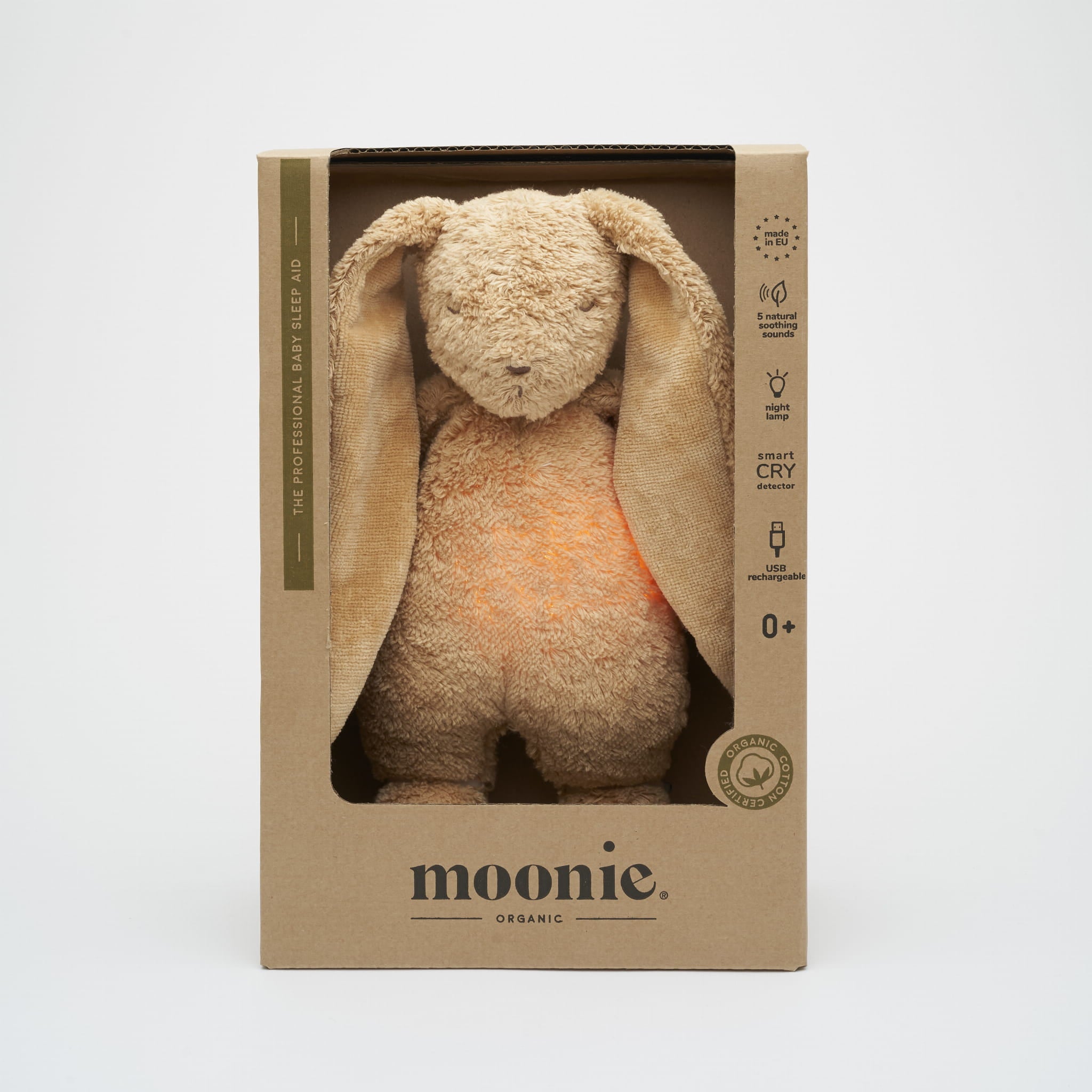 Moonie - Kuschelhase & Nachtlicht & Einschlafhilfe in einem beige