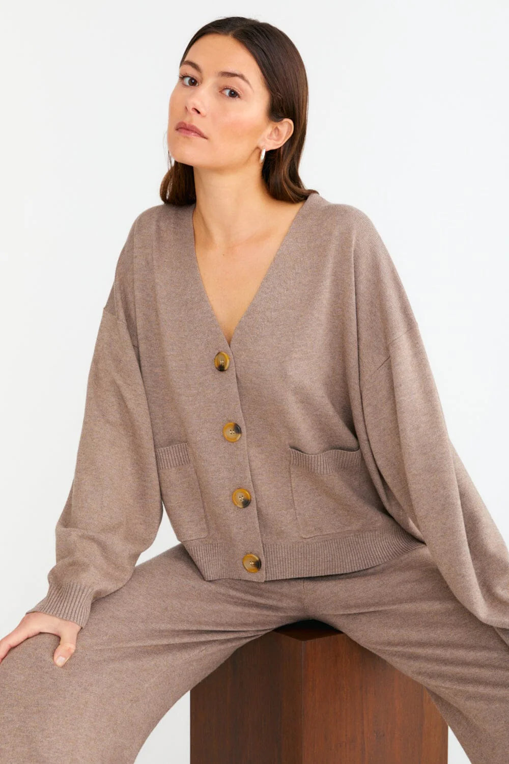 Movesgood - Strickjacke Mandy beige Bambus & Cashmere