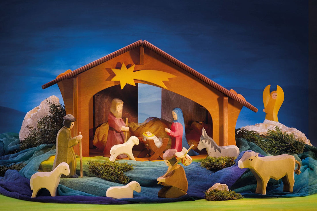 Ostheimer - Holzfigur Esel sitzend