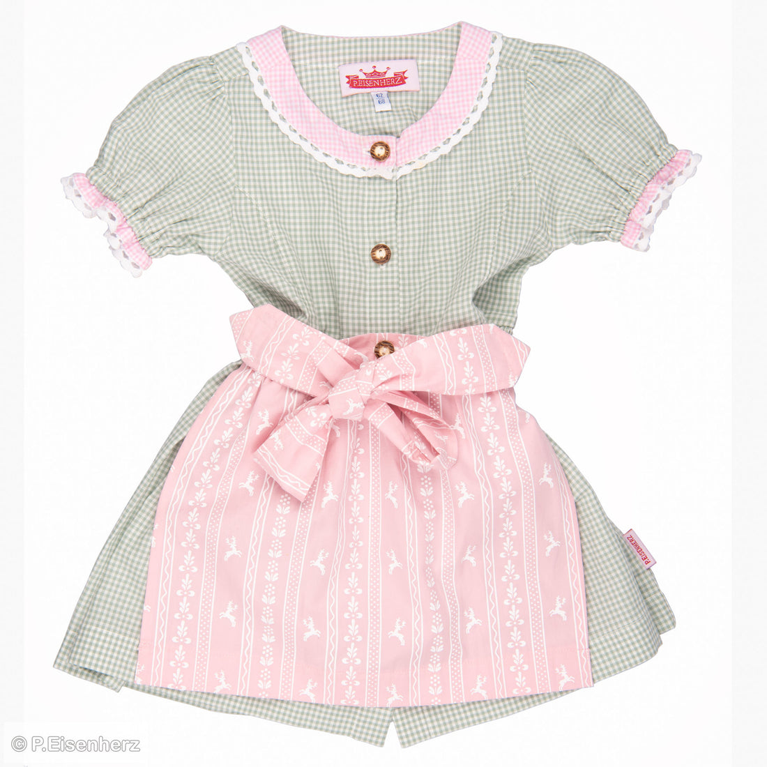 P. Eisenherz - Baby Dirndl mit Schürze grün/ rosa - AURYN Shop