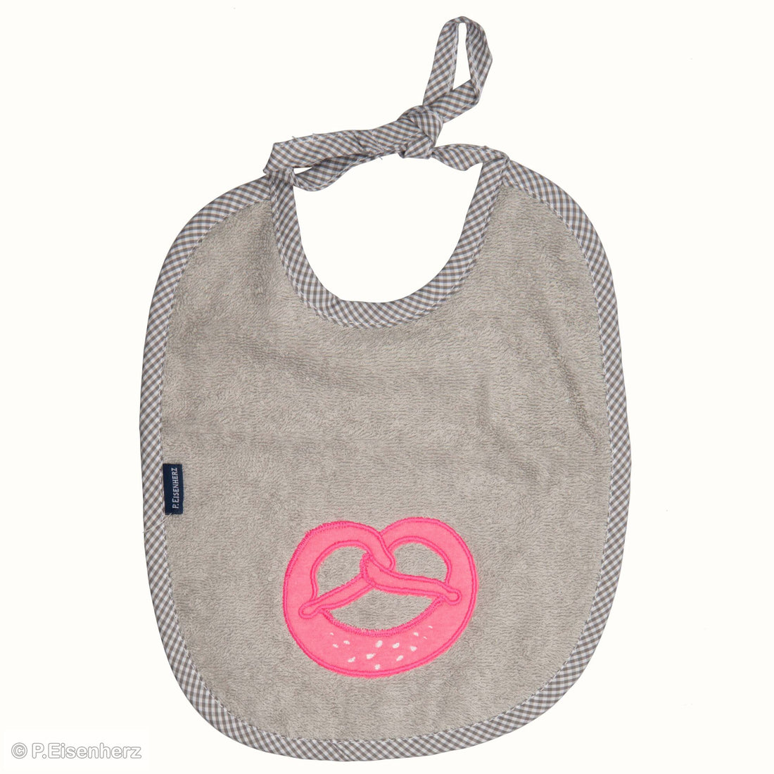 P. Eisenherz - Lätzchen Brezel grau/ neonpink