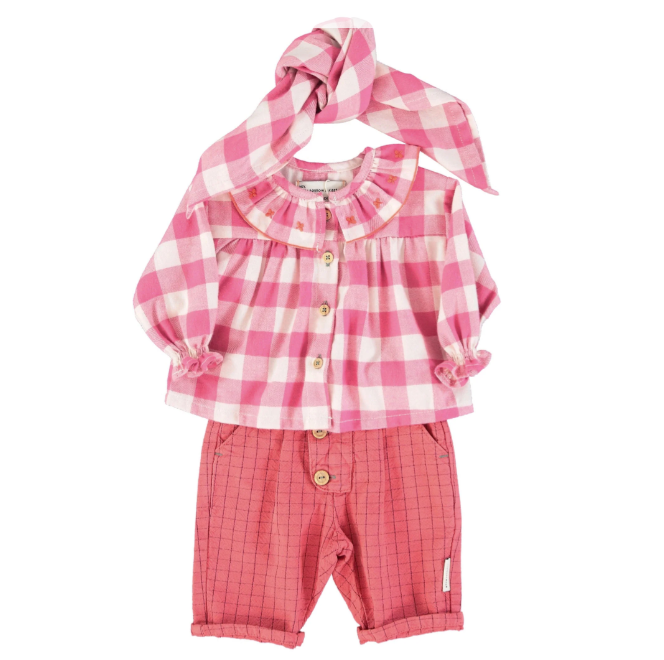 Piupiuchick - Babybluse mit besticktem Kragen rosa - AURYN Shop