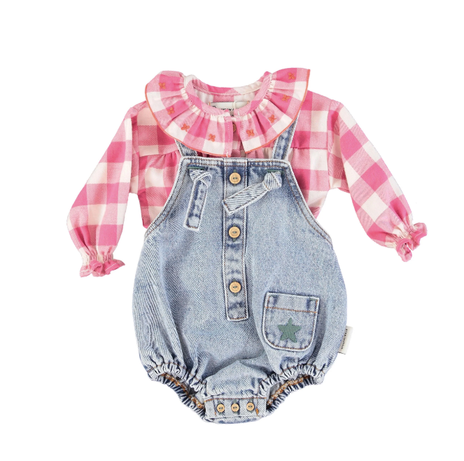 Piupiuchick - Babybluse mit besticktem Kragen rosa - AURYN Shop