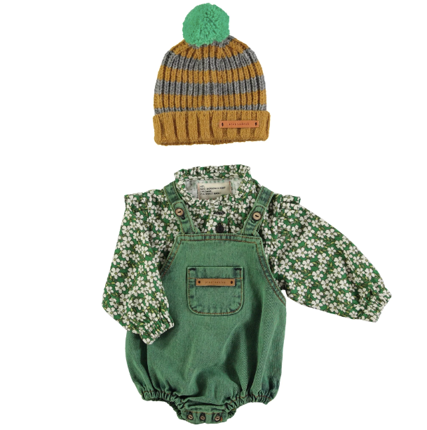 Piupiuchick - Kinder Strickmütze gelb grau mit Pompon