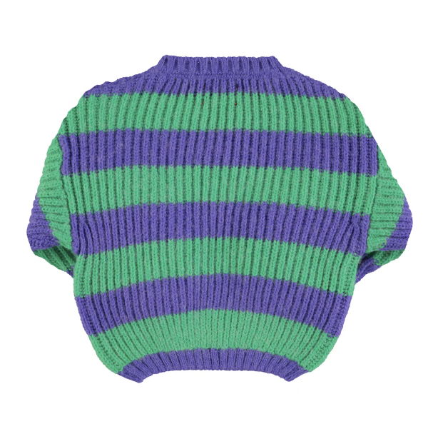 Piupiuchick - Baby Pullover lila grün gestreift