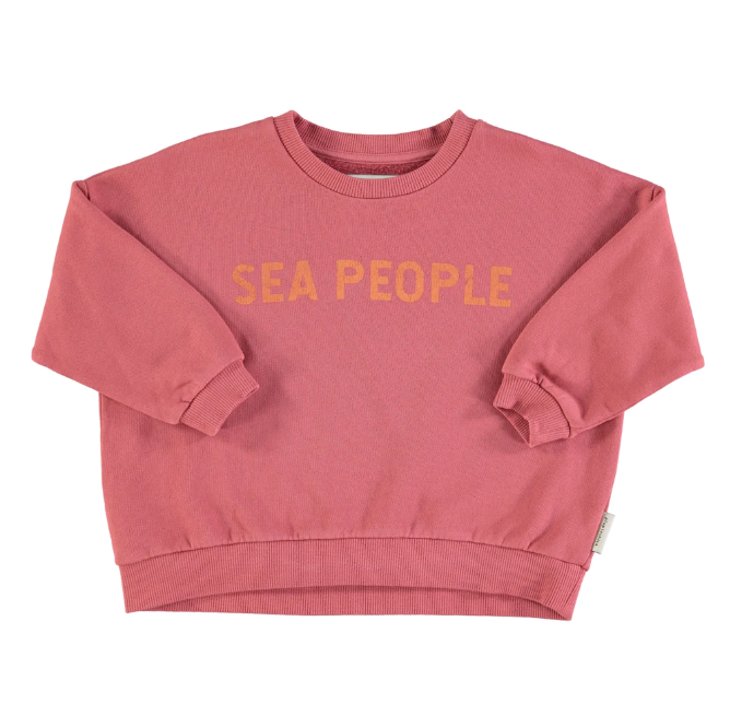 Kinder  Sweatshirt in rosa mit &quot;sea people&quot; Aufdruck für Mädchen und Jungen von Piupiuchick.