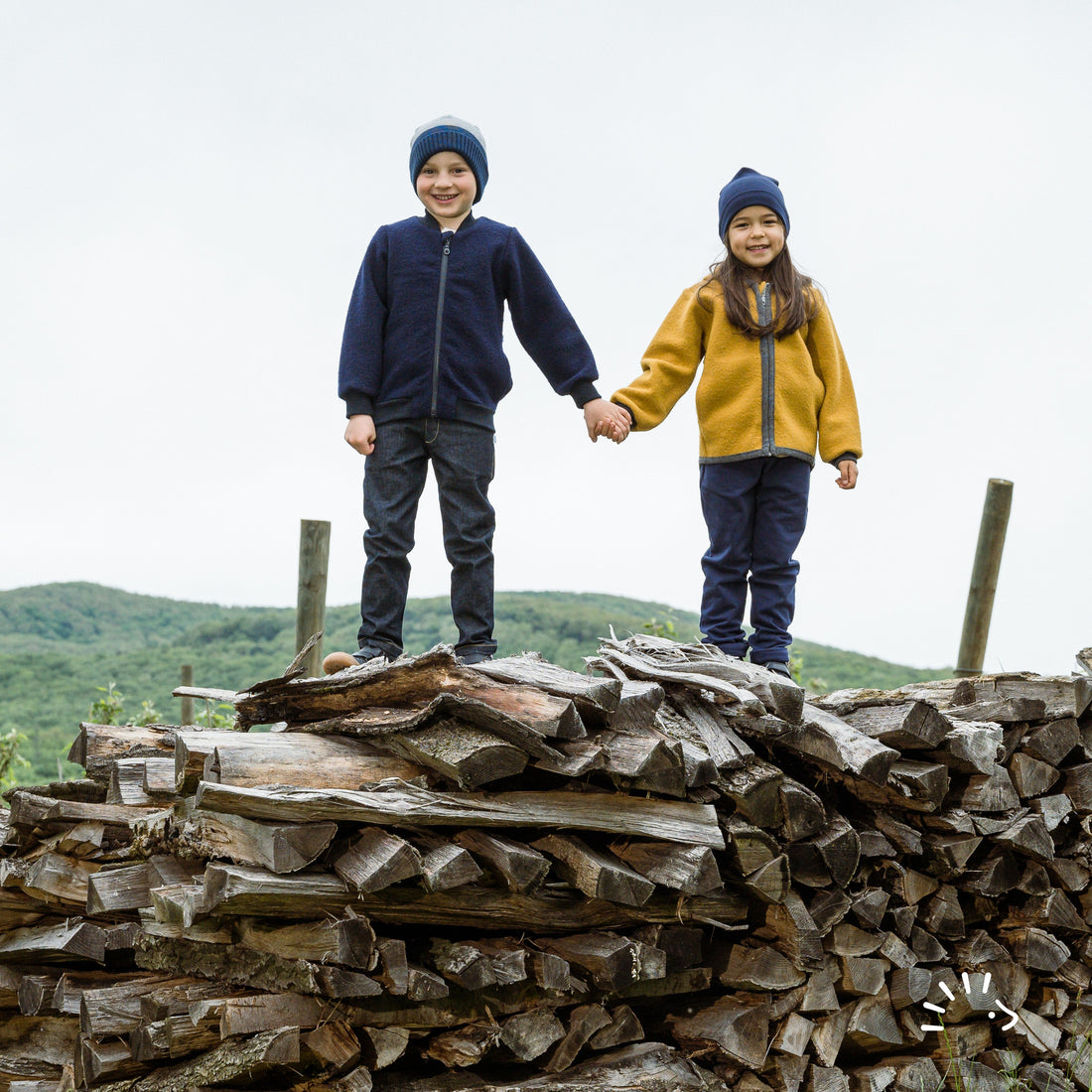 Popolini - Kinder Jacke blau aus Wollwalk - AURYN Shop