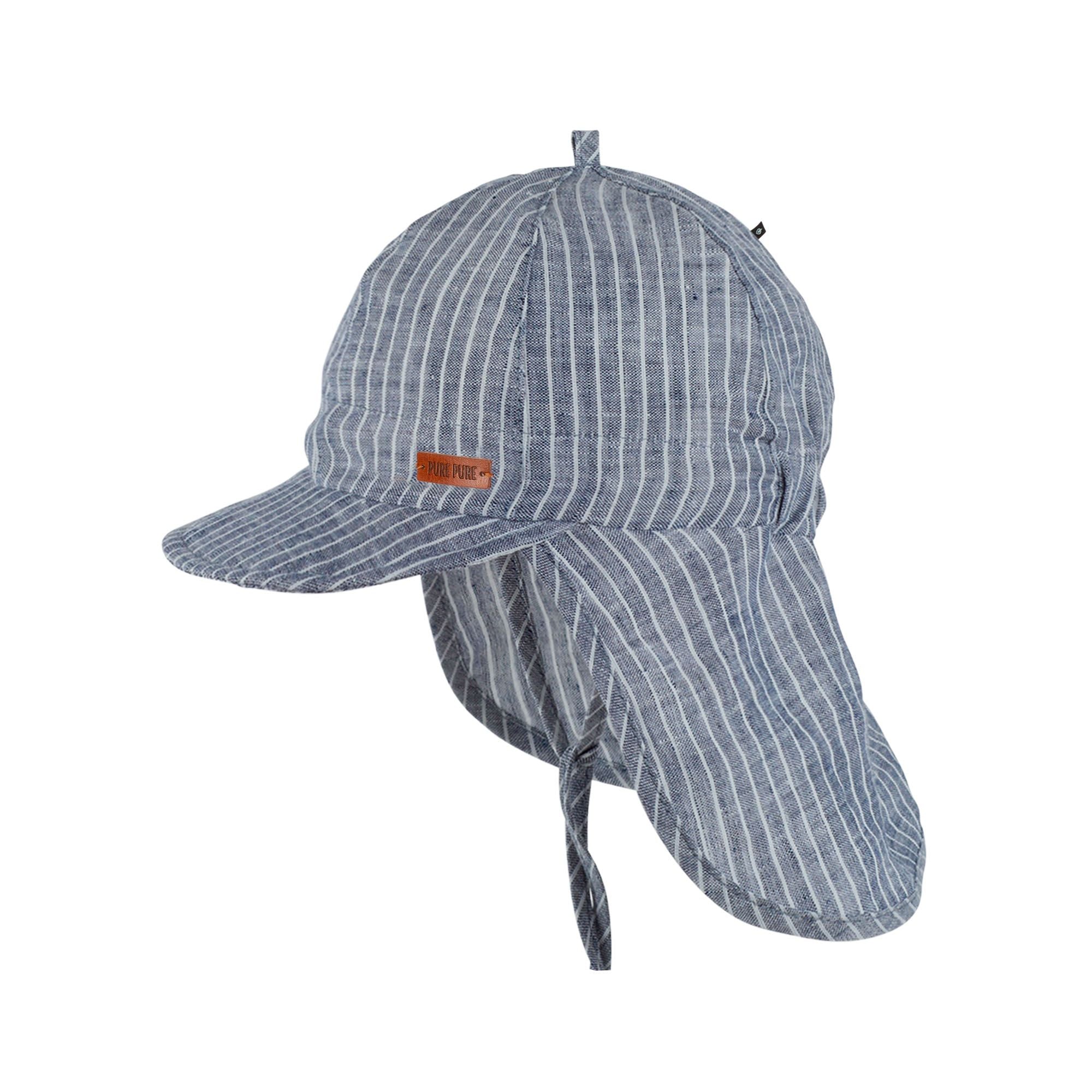 Pure Pure - Sonnenkappe mit UV-Schutz Streifen blau mit Nackenschutz