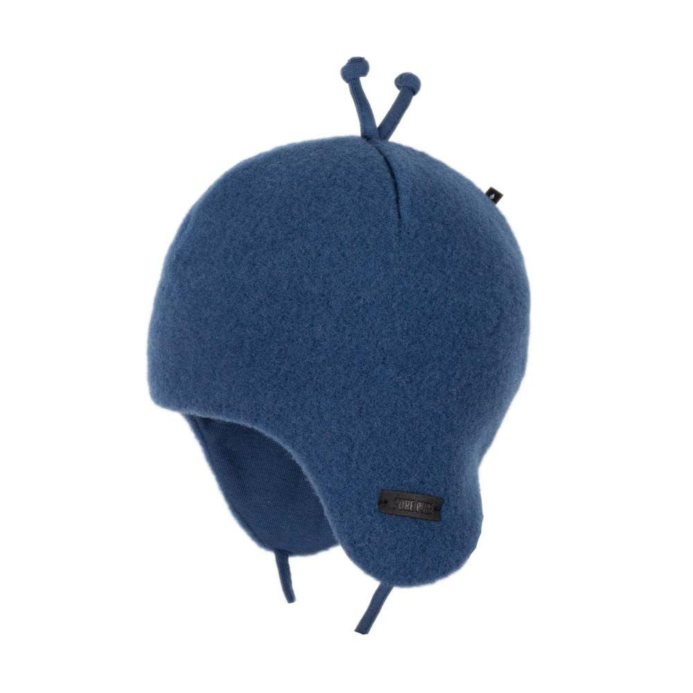 Klassische Mütze aus supersoftem Fleece in 100% Bio-Merinowolle, halb gefüttert mit geringeltem Baumwolljersey in 100% Bio-Baumwolle - GOTS zertifiziert.