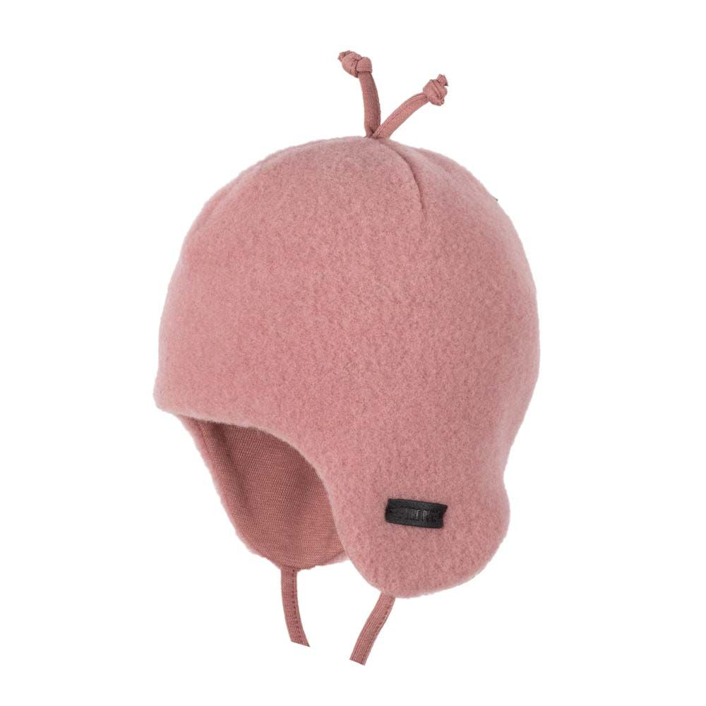 Klassische Mütze aus supersoftem Fleece in 100% Bio-Merinowolle, halb gefüttert mit geringeltem Baumwolljersey in 100% Bio-Baumwolle - GOTS zertifiziert.