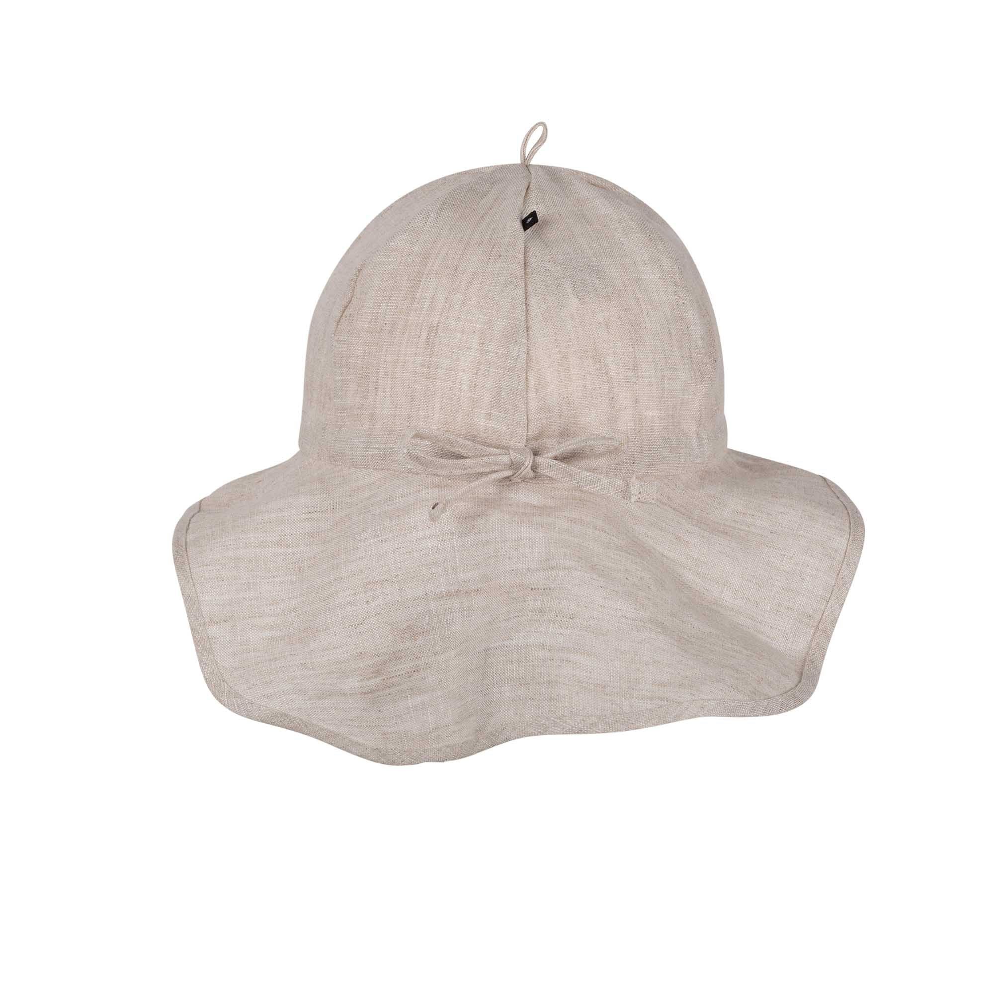 Pure Pure - Sonnenkappe UV-Schutz Streifen beige mit Nackenschutz