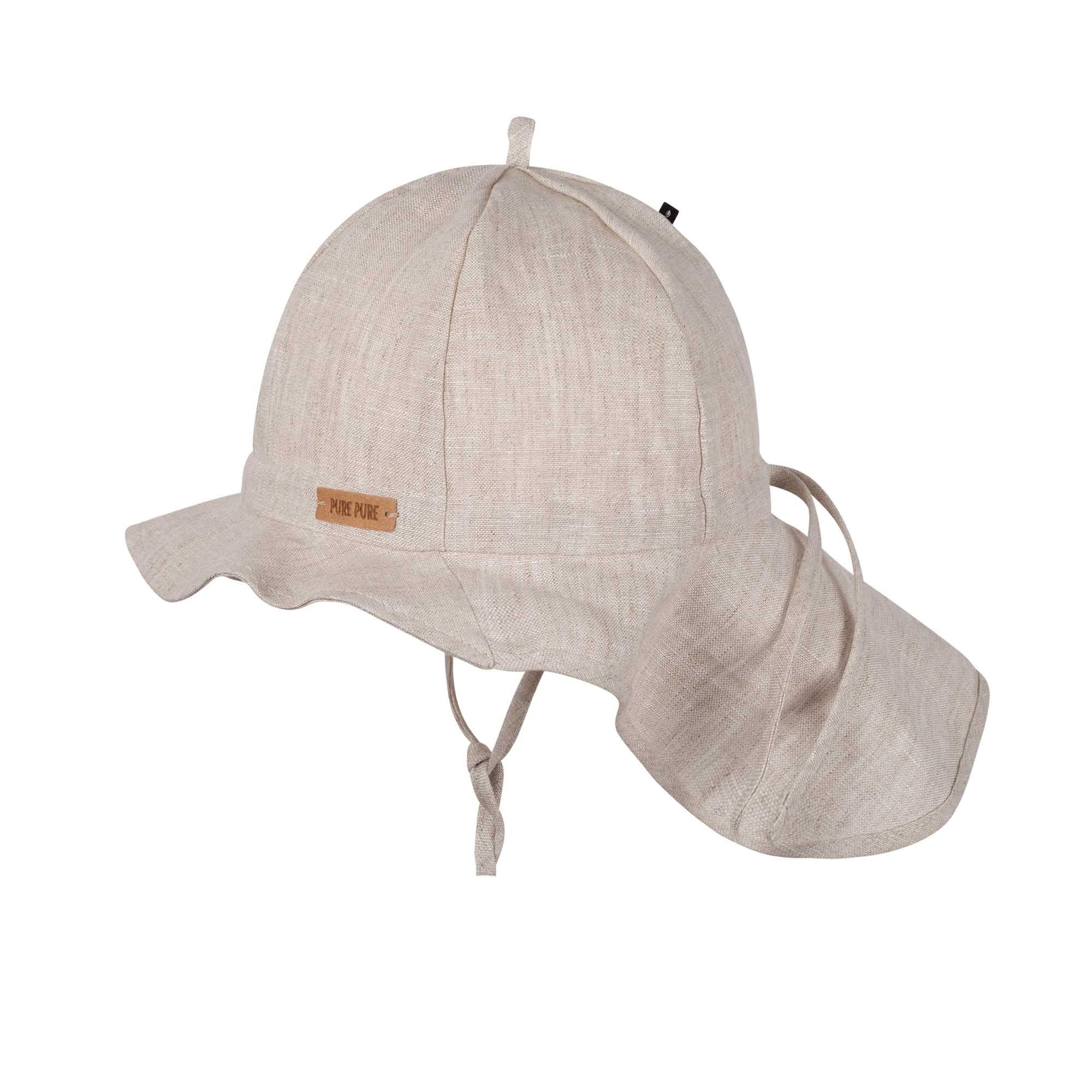 Pure Pure - Sonnenkappe UV-Schutz Streifen beige mit Nackenschutz
