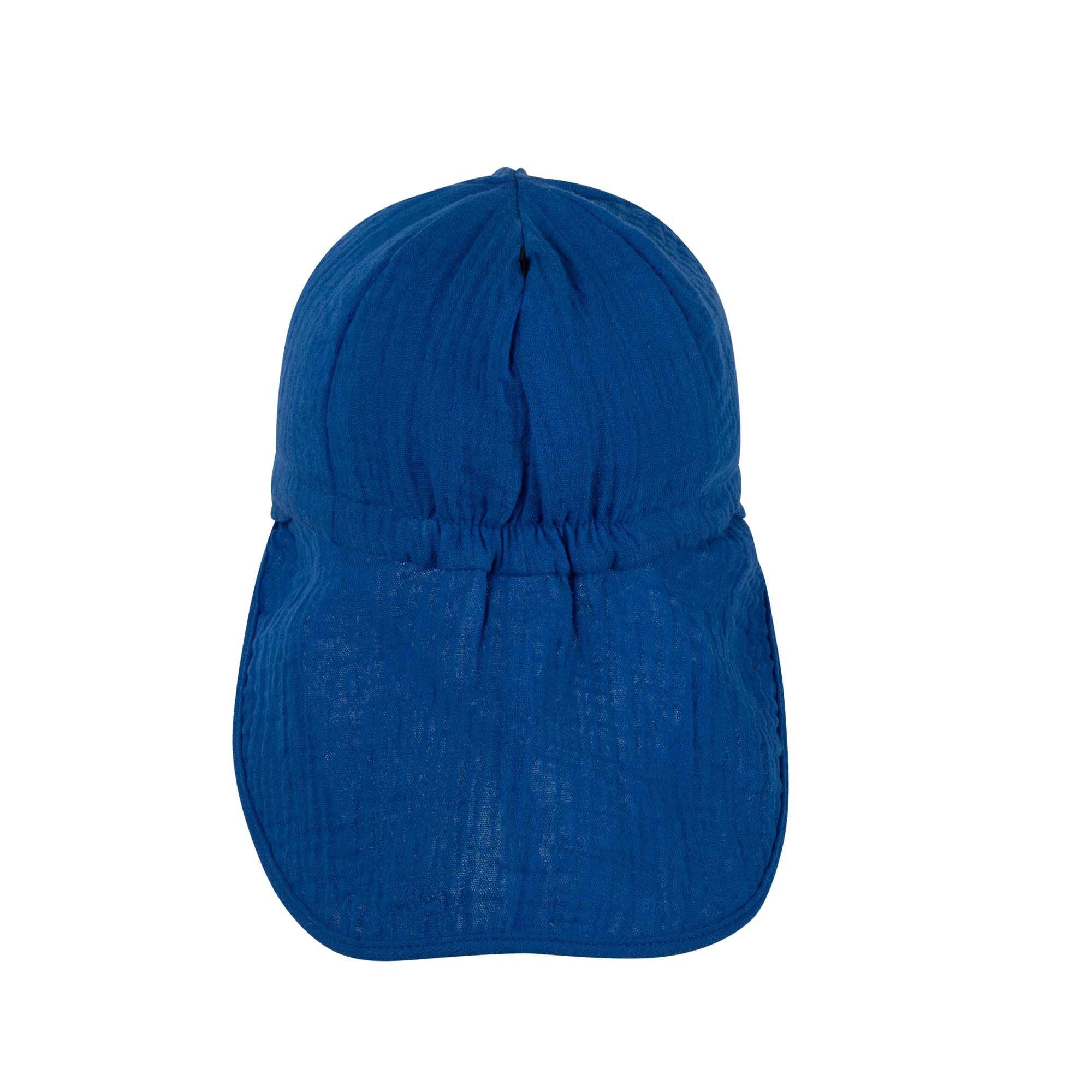 Pure Pure - Sonnenkappe UV-Schutz Musselin blau mit Nackenschutz