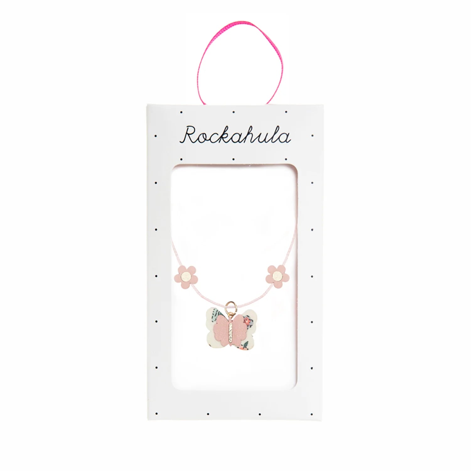 Der süßeste kleine Schmetterling schmückt diese Halskette mit niedlichen kleinen PU-Blumen - perfekt für einen Schmetterlingsspaziergang im Wald! Set auf eine blassrosa Kordelkette mit einem Karabinerverschluss und einer Verlängerungskette, um die perfekte Passform zu gewährleisten.