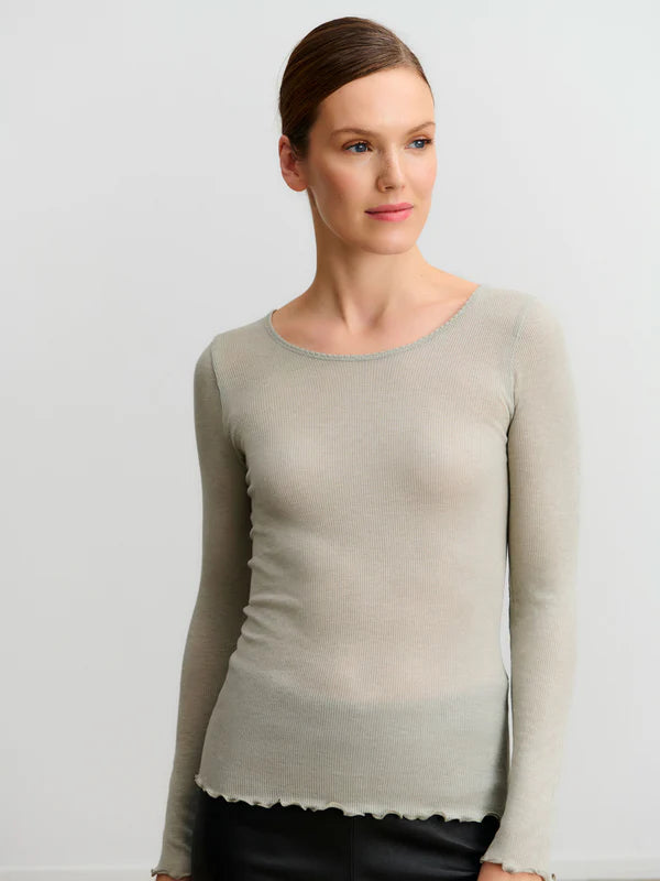 Rosemunde - Damen Langarmshirt beige Wolle