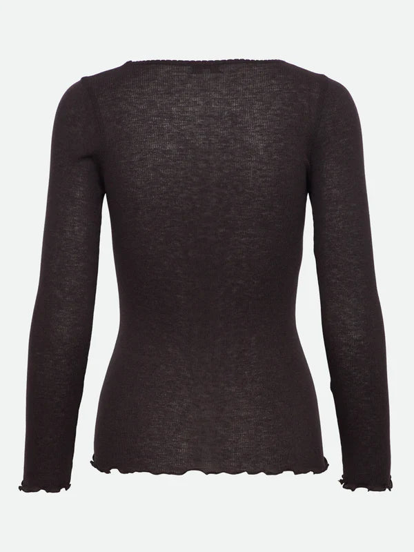 Rosemunde - Damen Langarmshirt schwarz Wolle