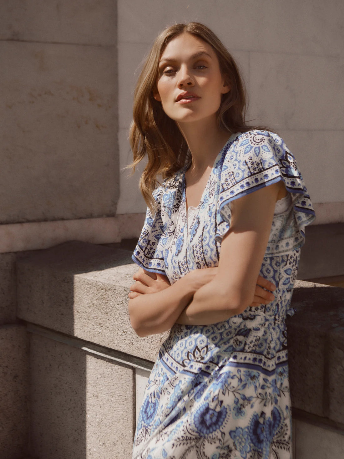 Rosemunde - Elif Midi-Wickelkleid blau