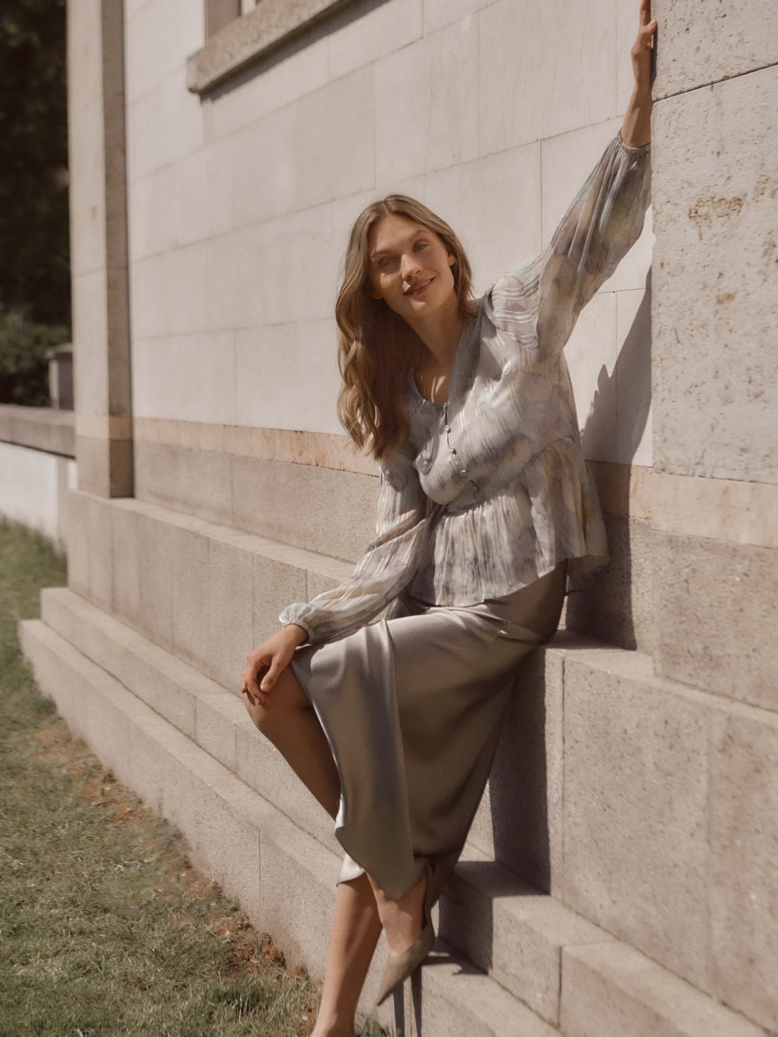 Rosemunde - Jade Midi-Rock Seide braun