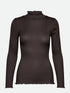 Diese Rollkragenbluse besticht durch ihre Raffinesse mit ihren gewellten Kanten an Halsausschnitt und Saum und verleiht jedem Outfit einen Hauch von Eleganz.