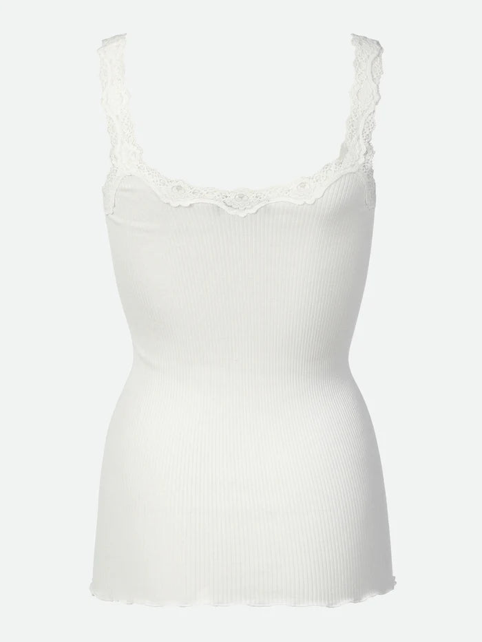 Rosemunde - Seidentop Spitze rippengestrickt natur