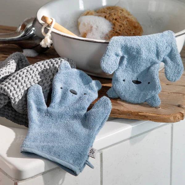 Sebra - Waschlappen 2er Set Bär blau