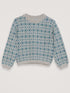 Coller Pulllover mit Muster in Hellblau und natur aus 100% Baby-Alpaka Wolle von Serendipity.
