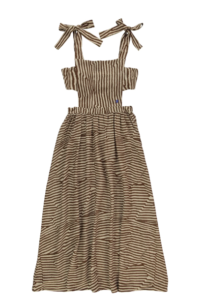 Langes Kleid mit quadratischem Ausschnitt und Trägern zum Binden von Sisters Department