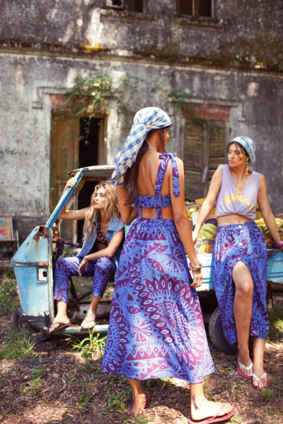 Sisters Department - Rock lang blau bordeaux bedruckt