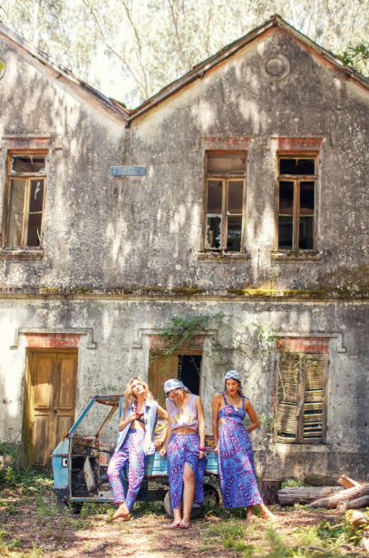Sisters Department - Rock lang blau bordeaux bedruckt