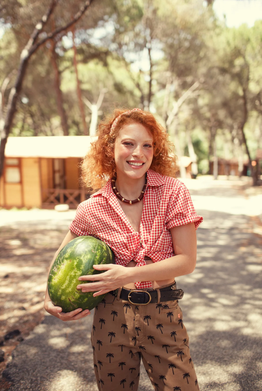 Sisters Department - Damen Bluse rot-weiss Baumwolle (Bio)