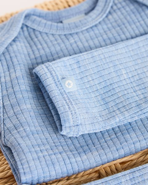 Smallstuff - Baby Body Merinowolle "Light Nature Melange Drop Needle" blau