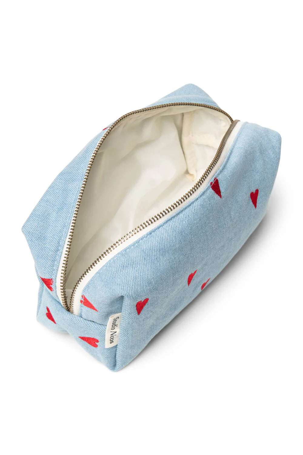 Studio Noos - Jeans Kosmetikltasche mit roten Herzen