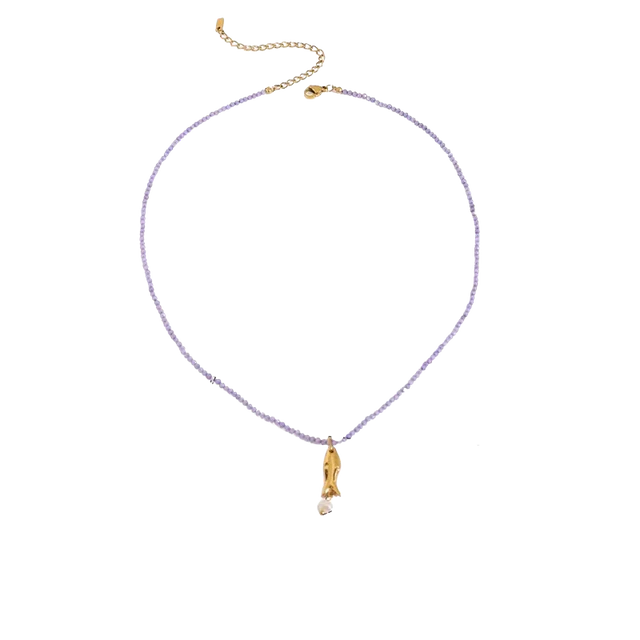 Vido - Halskette für Frauen in flieder mit Fischanhänger