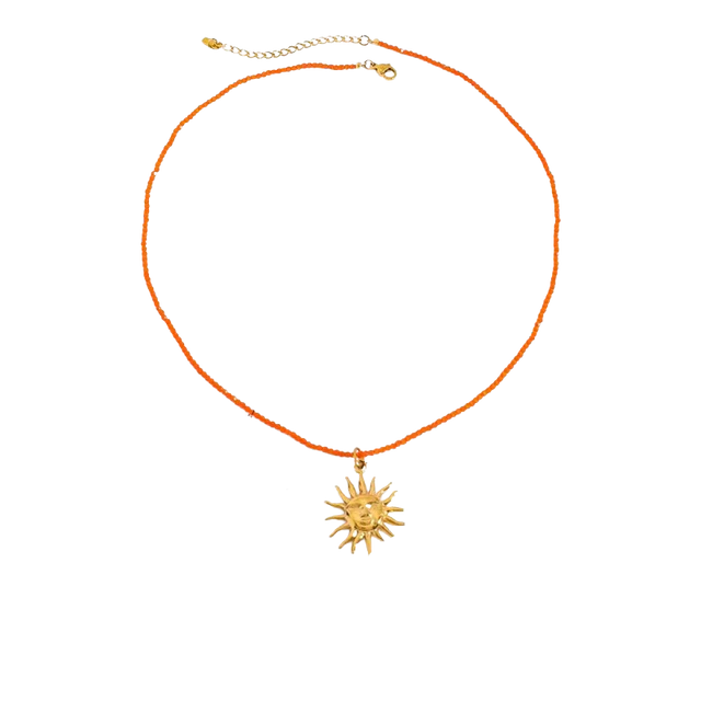 Vido - Halskette für Frauen in orange mit Sonnenanhänger