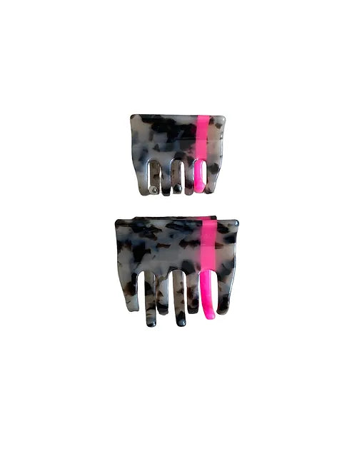 Von Rike - Haarklammern leo grau - Streifen pink