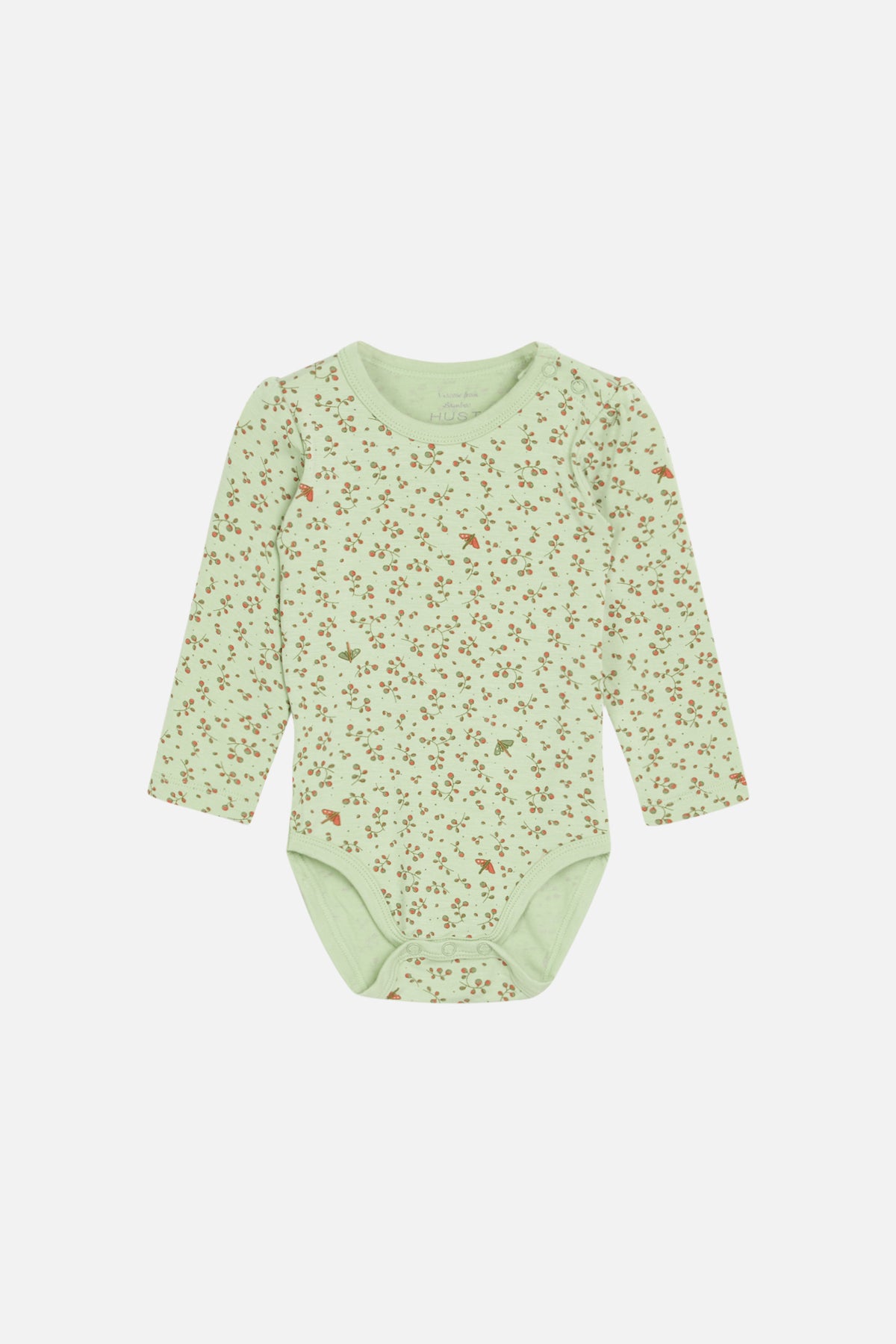 Hust &amp; Claire - Baby Bambusbody langarm hellgrün mit Blumen